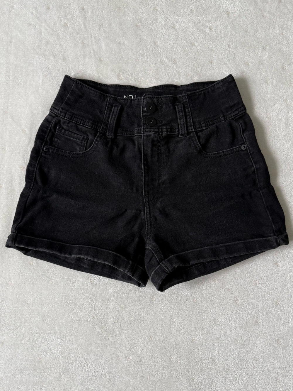 NOBO No Boundaries Black High-Rise Denim Shorts Cuffed Hem
